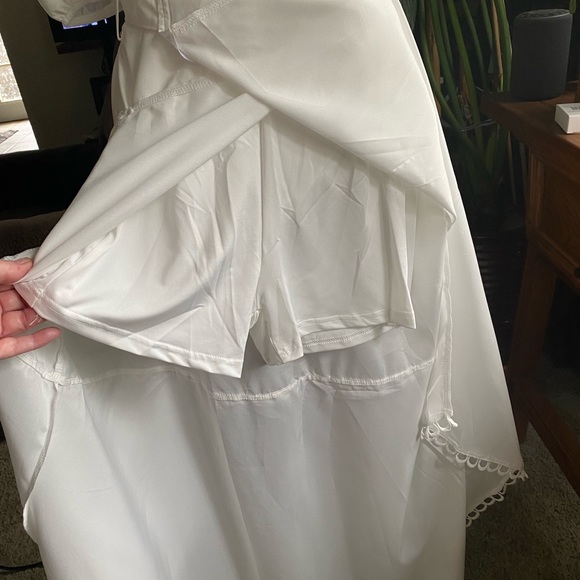 Last One Adorable White Ruffle Split Skirt Set - Picture 12 of 12